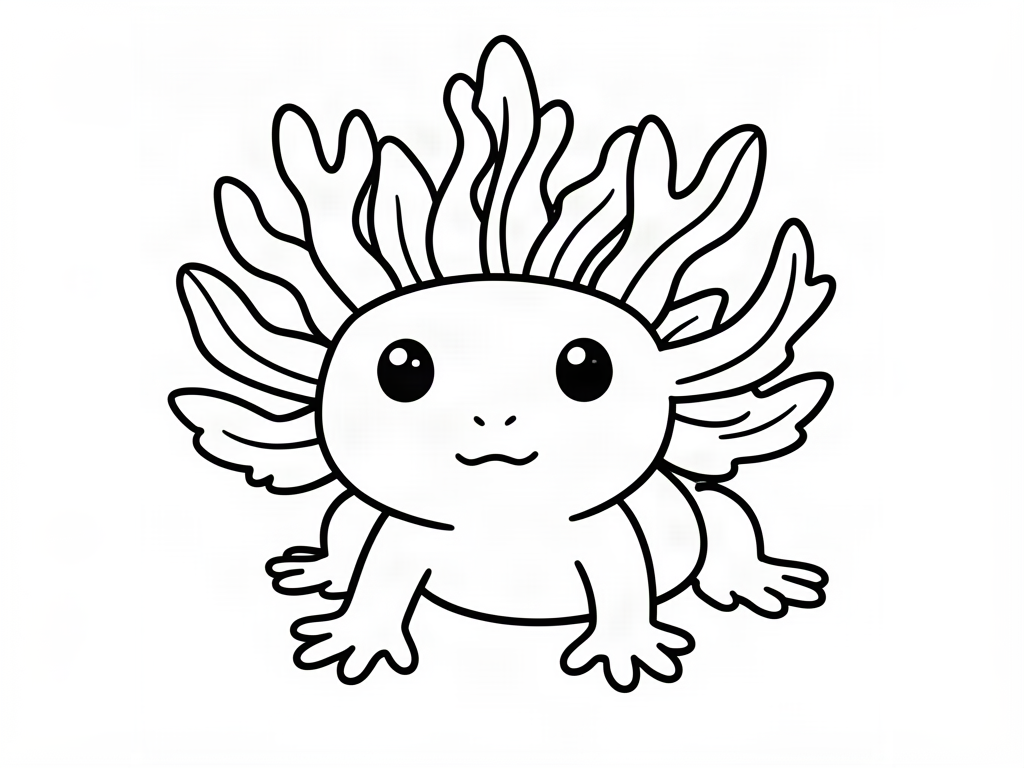 Axolotl coloring page 04 - free printable