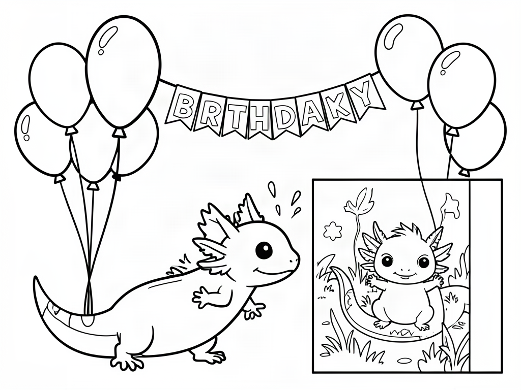 Axolotl coloring page 05 - free printable