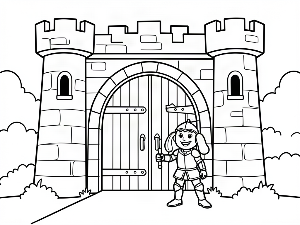 Castle coloring page 04 - free printable