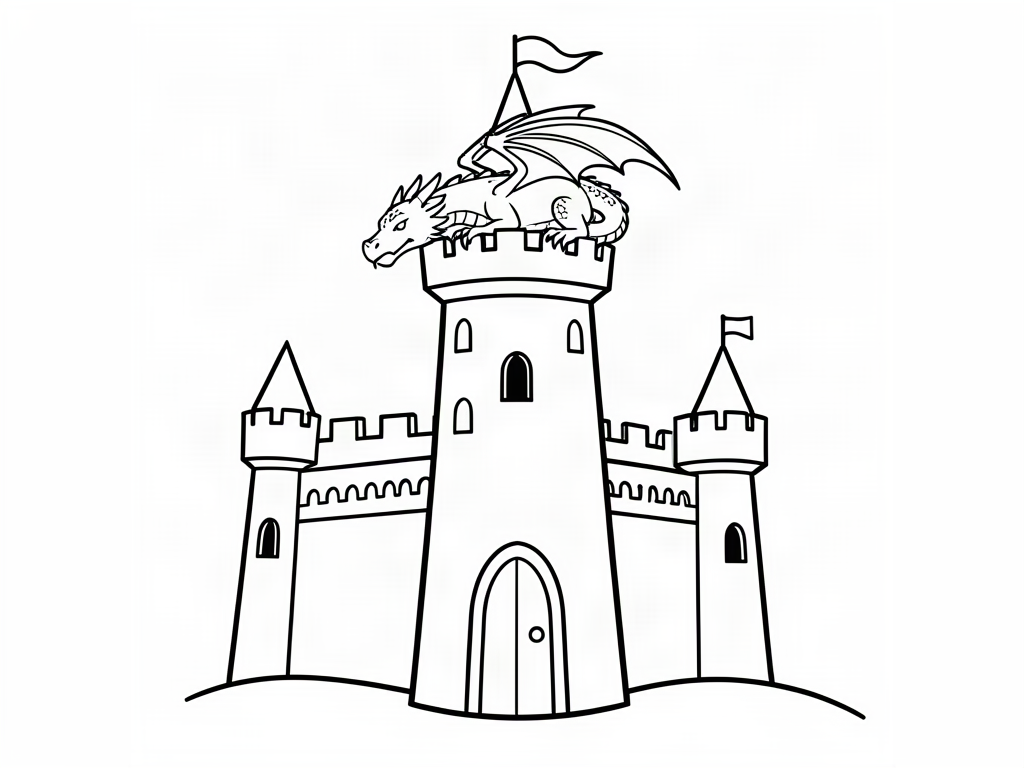 Castle coloring page 05 - free printable