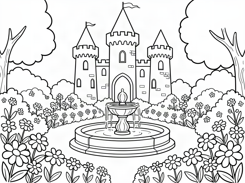 Castle coloring page 06 - free printable