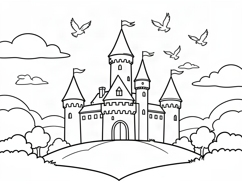 Castle coloring page 07 - free printable