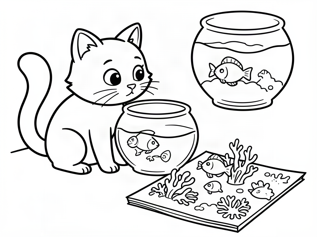 Cat coloring page 05 - free printable