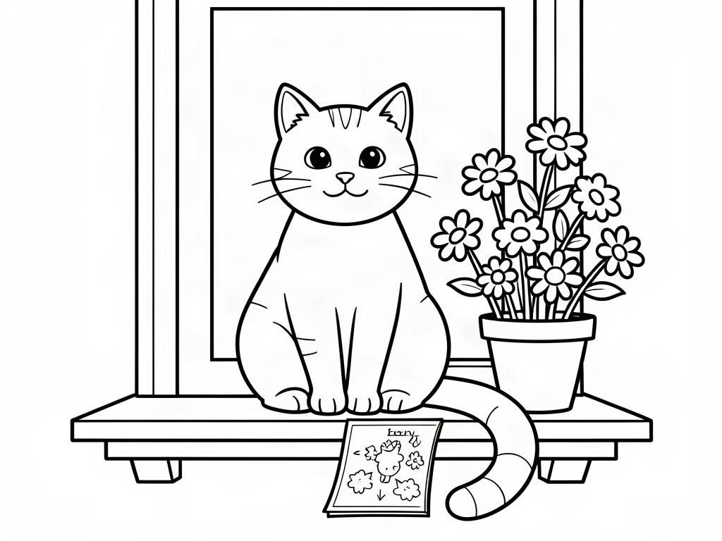 Cat coloring page 07 - free printable