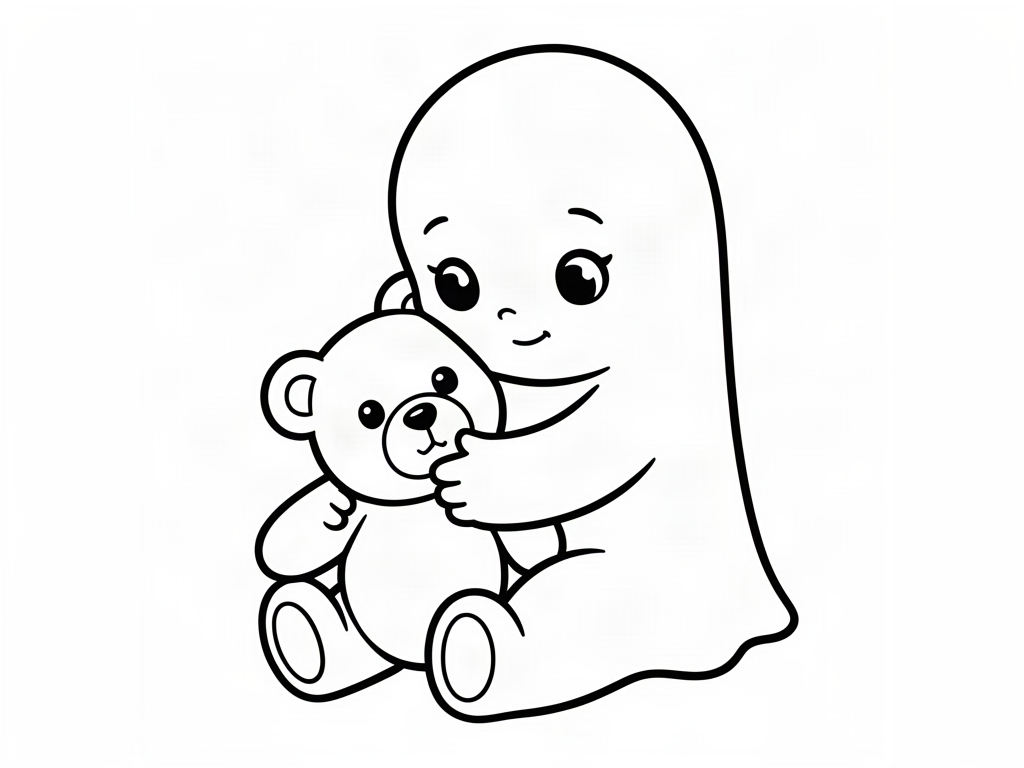 Ghost coloring page 03 - free printable