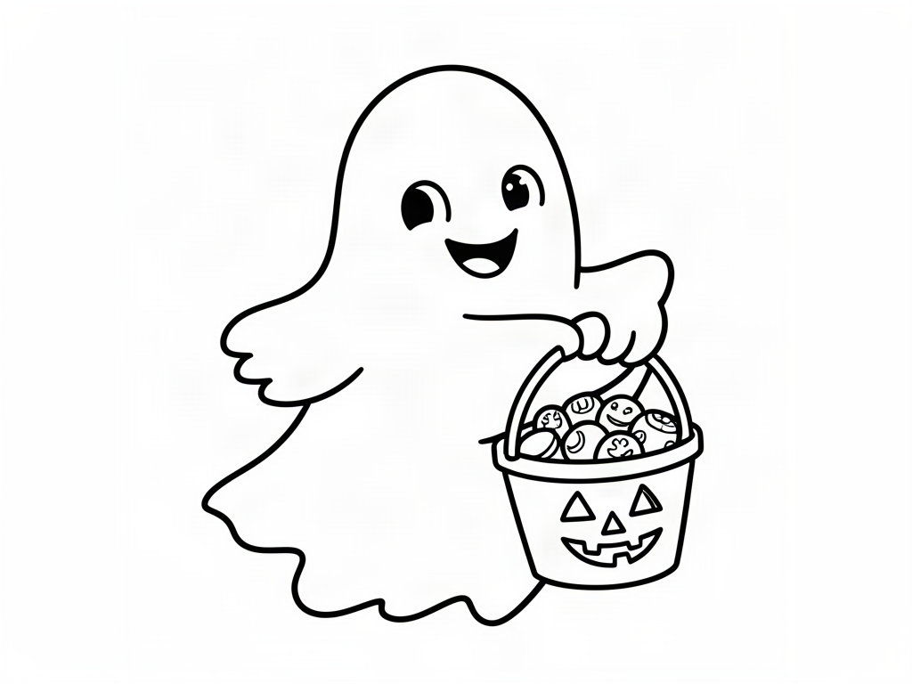 Ghost coloring page 06 - free printable