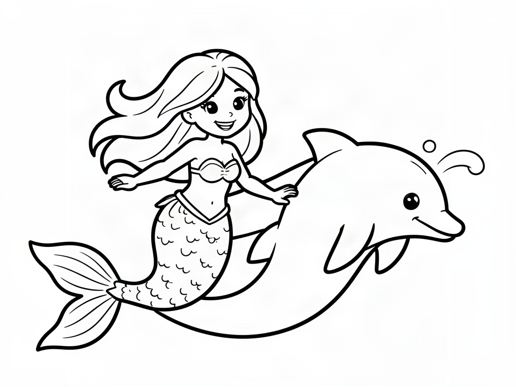 Mermaid coloring page 01 - free printable