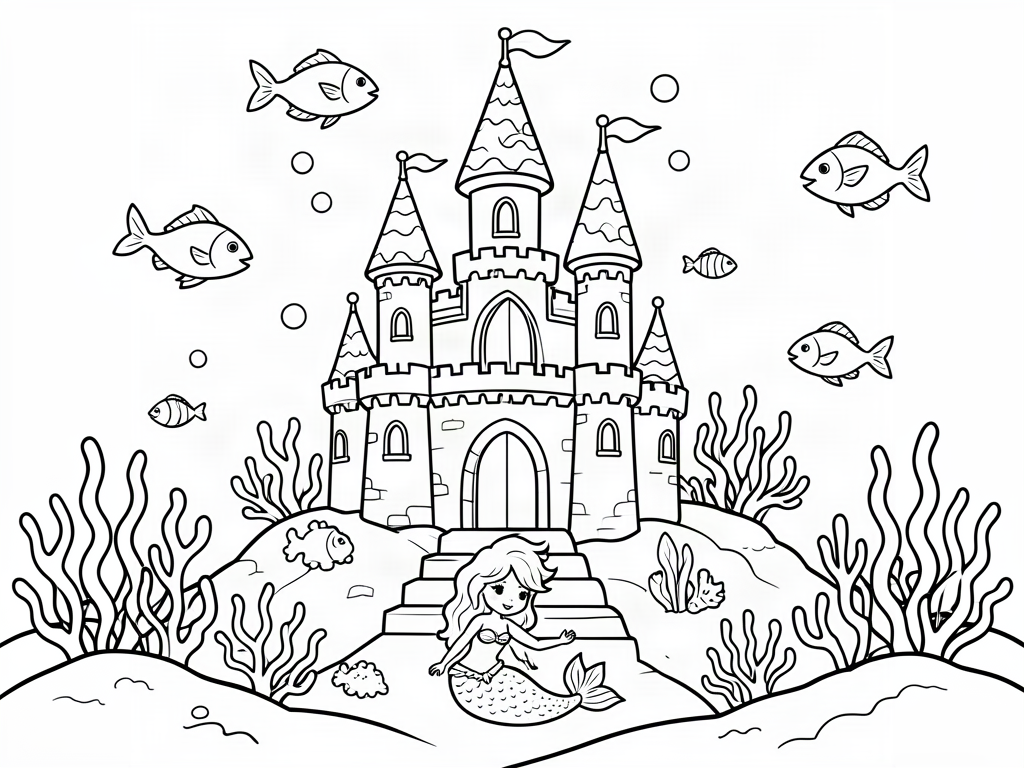 Mermaid coloring page 03 - free printable