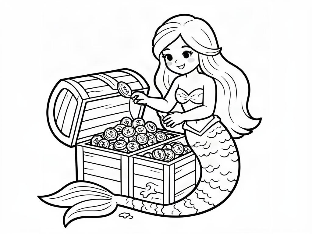 Mermaid coloring page 04 - free printable