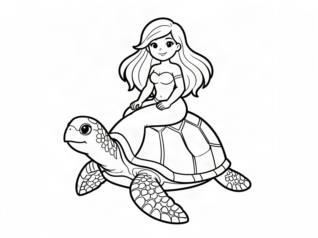 Mermaid coloring page 05 - free printable