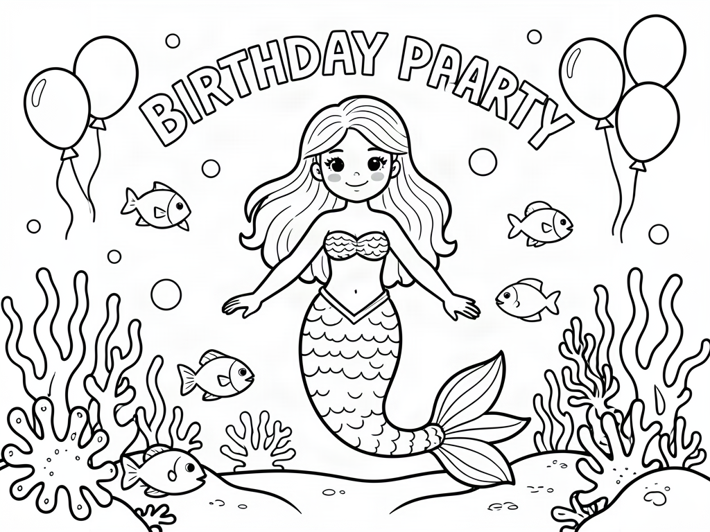 Mermaid coloring page 08 - free printable