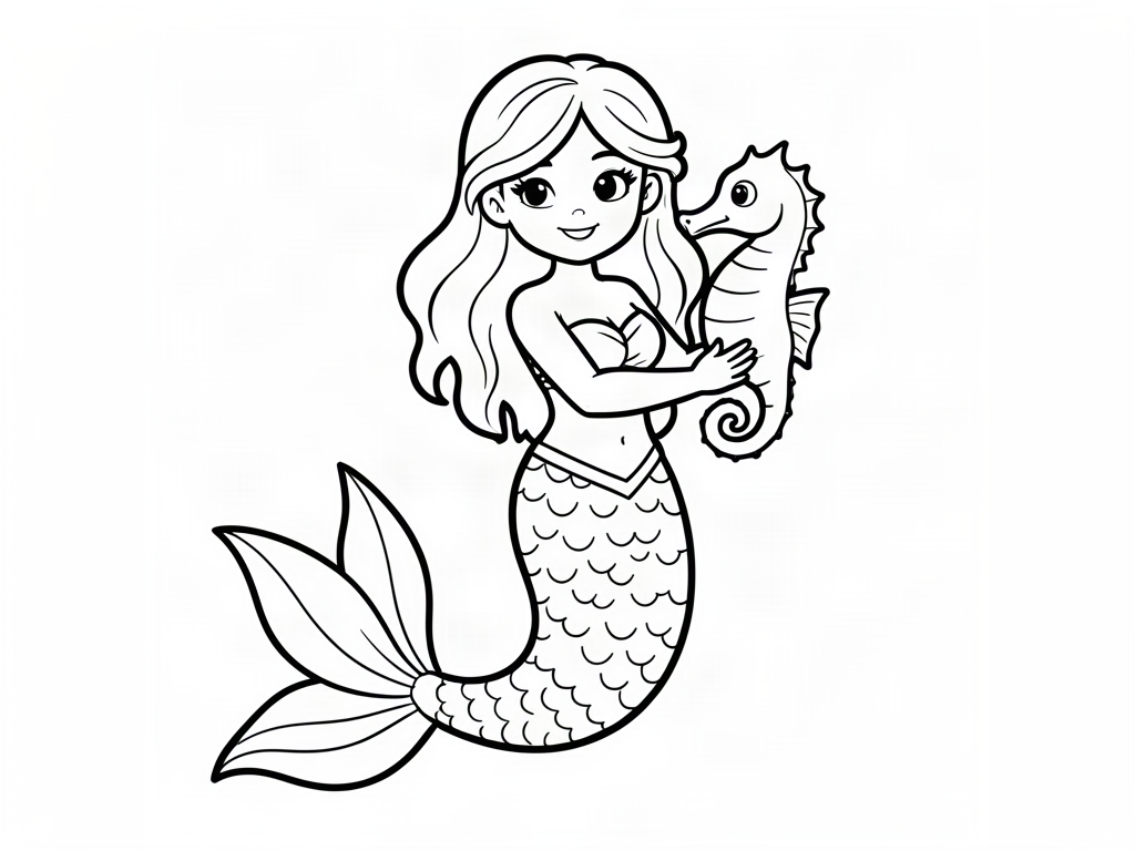 Mermaid coloring page 09 - free printable