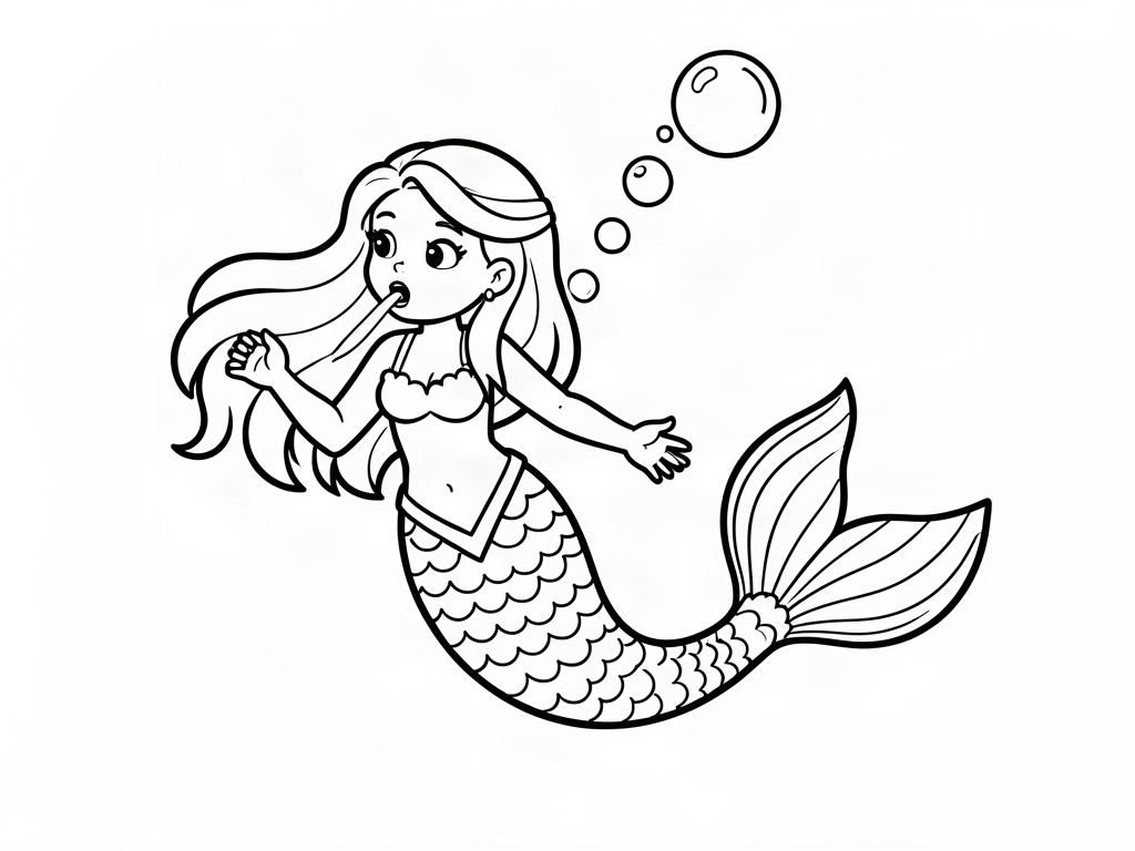 Mermaid coloring page 10 - free printable