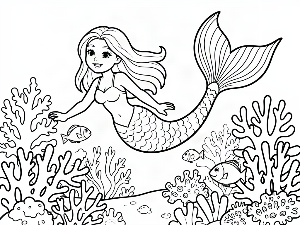 Mermaid coloring page 12 - free printable