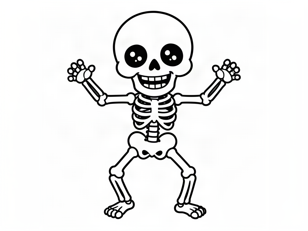 Skeleton coloring page 01 - free printable