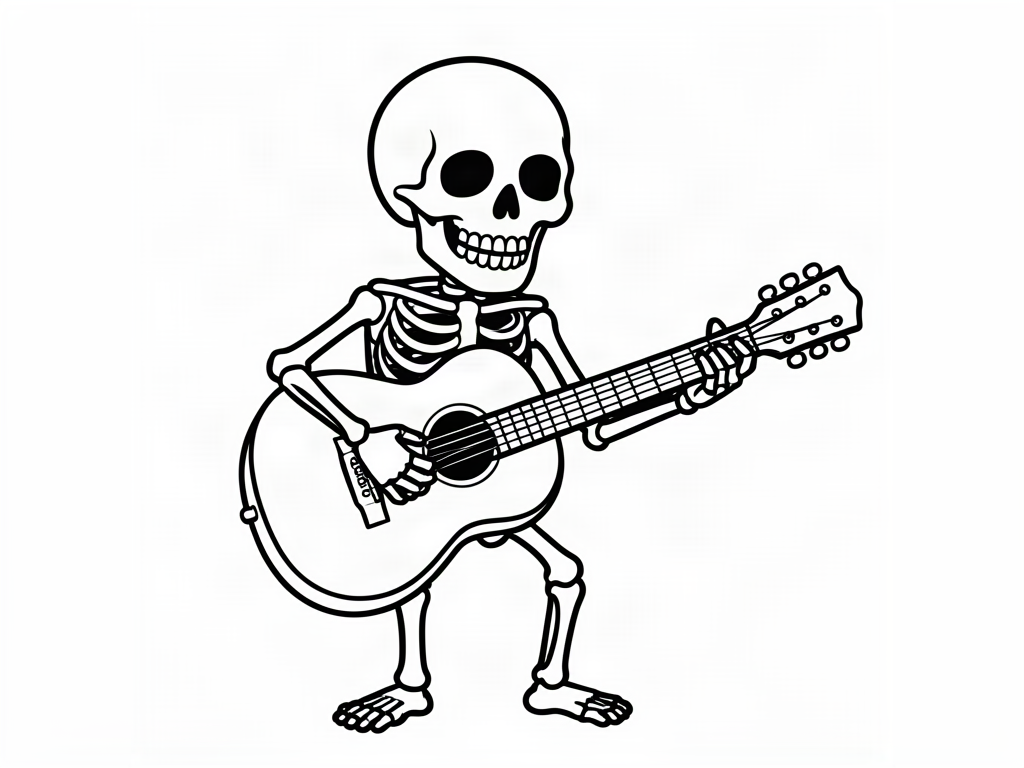 Skeleton coloring page 02 - free printable