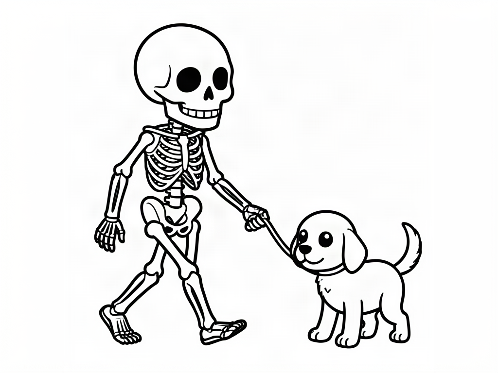 Skeleton coloring page 04 - free printable