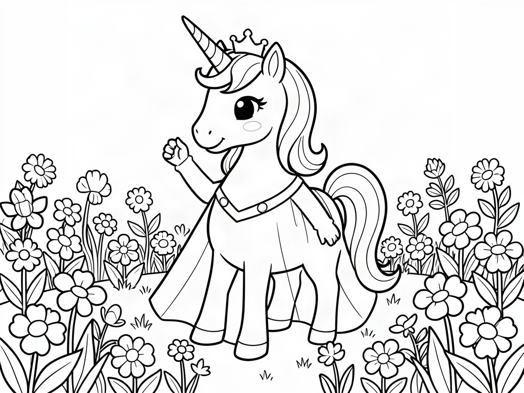 Unicorn coloring page 03 - free printable