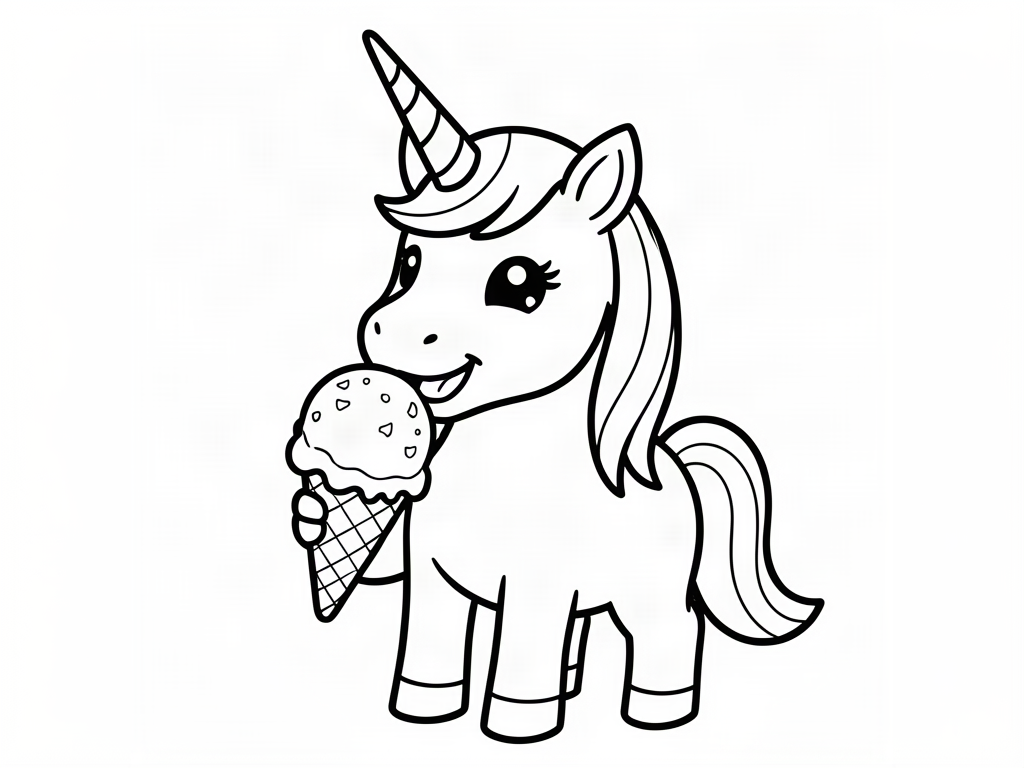 Unicorn coloring page 05 - free printable