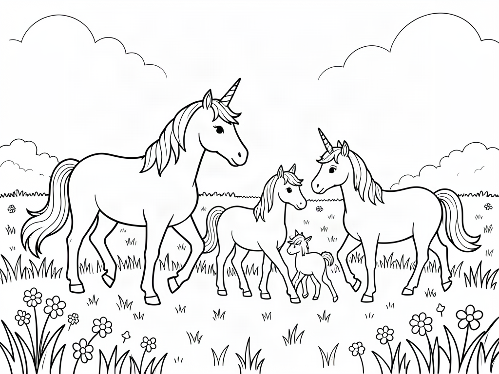 Unicorn coloring page 07 - free printable