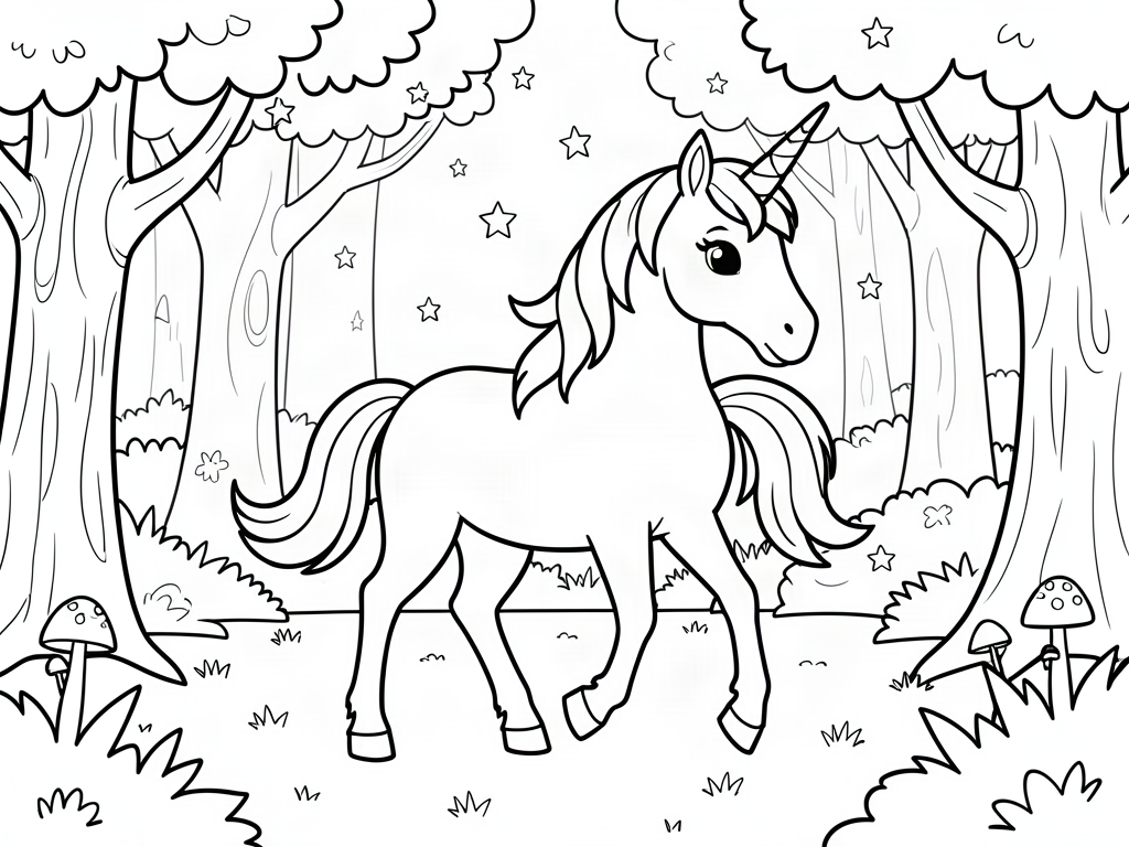 Unicorn coloring page 10 - free printable