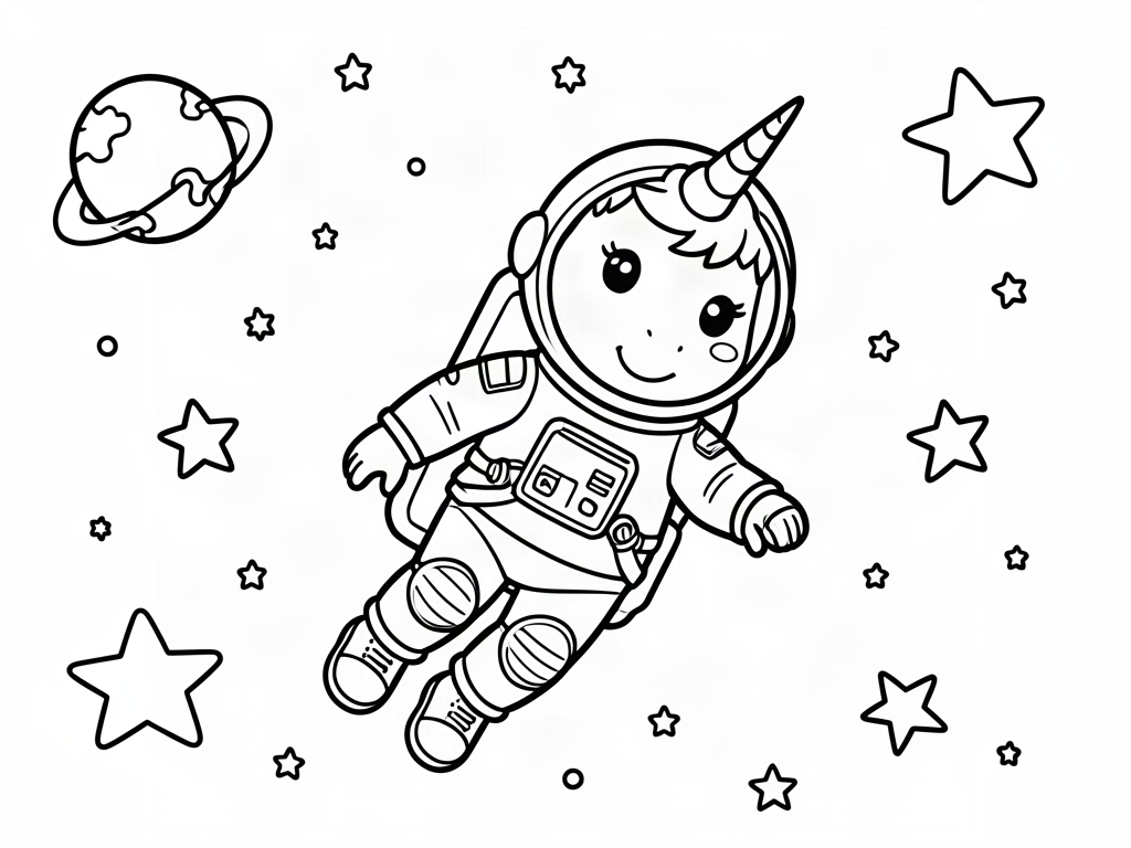 Unicorn coloring page 11 - free printable