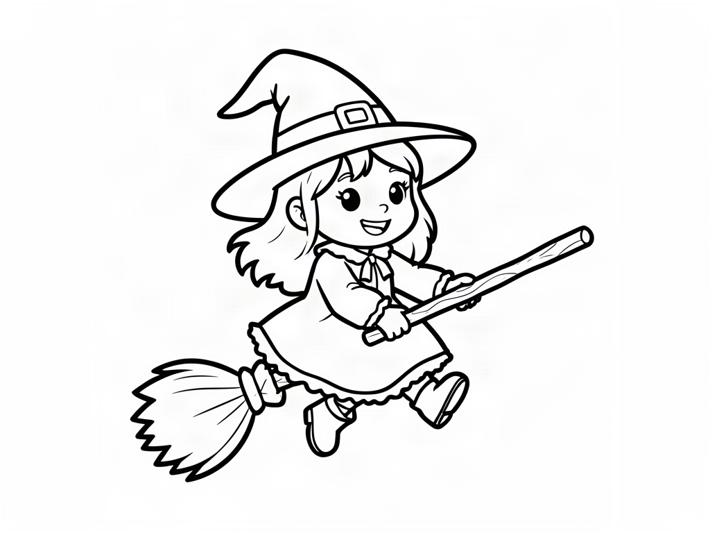 Witch coloring page 01 - free printable