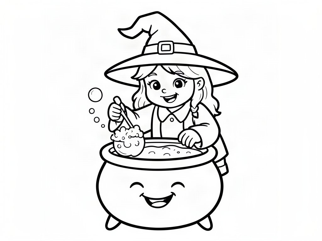 Witch coloring page 02 - free printable