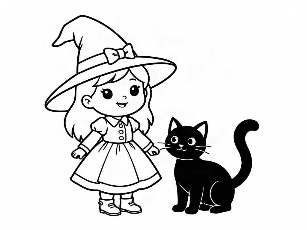 Witch coloring page 03 - free printable