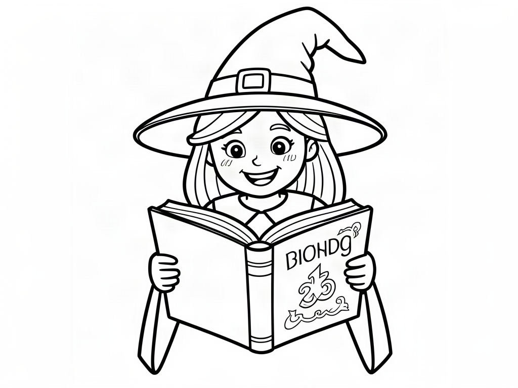 Witch coloring page 05 - free printable